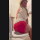 A pretty, blonde American girl bends over in front of a toilet while pissing and shitting. She wipes herself and shows us her dirty TP when finished. Vertical format HD video. Over 3.5 minutes.